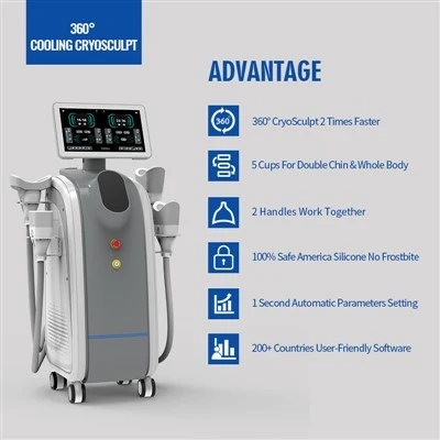 Vertikal Cryolipolysis fettfrysningsmaskin 5 hanterar kraftfull kroppsbantning